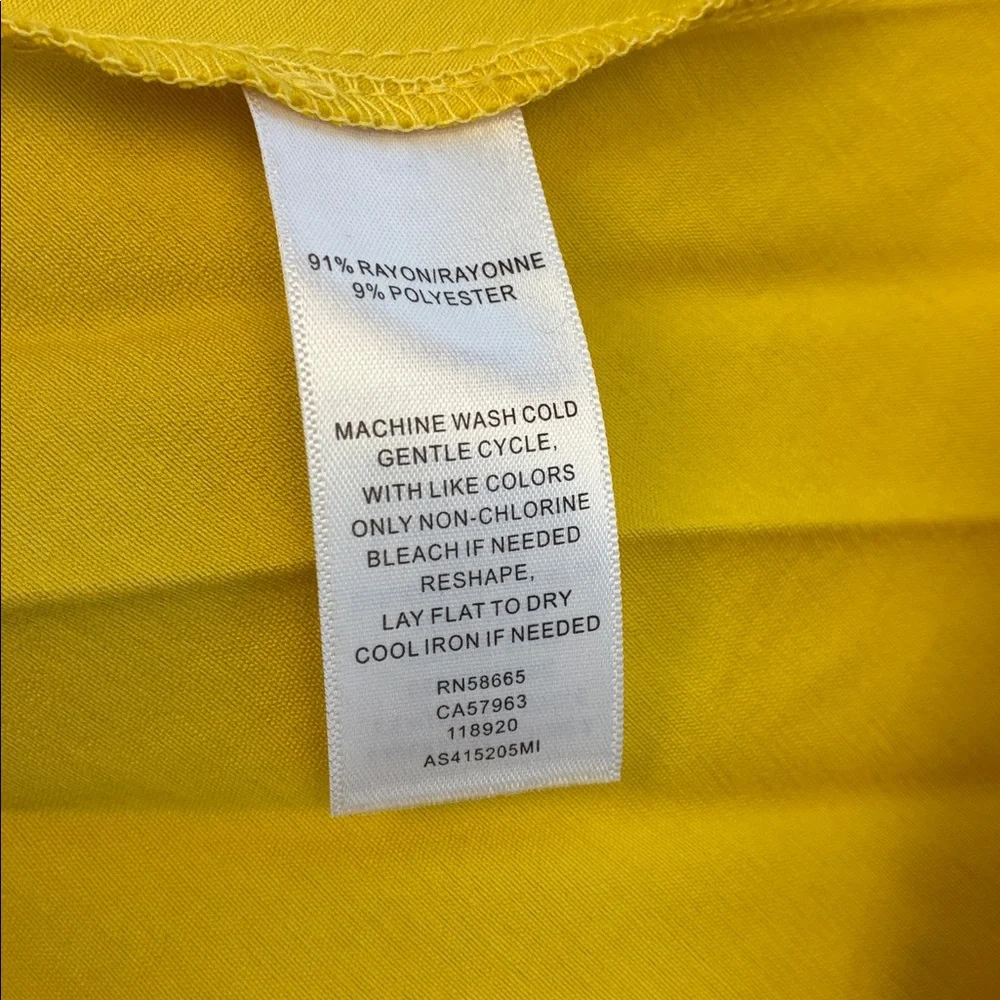 1901 Nordstrom Yellow Pleated Midi Shirtdress Short Sleeve Belted Button Up XL - Picture 8 of 8